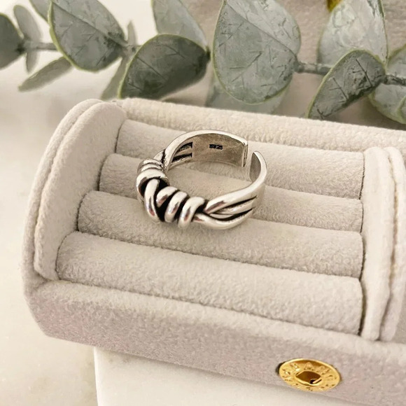 925 Sterling Silver Knot Ring Stackable Ring Chunky Ring Band Twist Ring - Picture 10 of 10